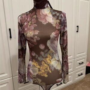 Floral Mesh Long Sleeve Top
